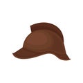 Brown riding helmet. Protective hat. Solid headgear. Sports equipment for personal safety. Flat vector design Royalty Free Stock Photo