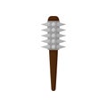 Brown wooden bat with big metal spikes. Old weapon. War mace. Flat vector design Royalty Free Stock Photo