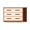 Icon of brown wooden chest of drawers with doors, shelf