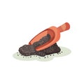 Wooden scoop and pile of chia seeds. Natural product. Superfood theme. Flat vector element for promo poster or banner