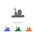 Icon of bucket filled with sand and scoop. Element of Beach holidays multi colored icons for mobile concept and web apps. Thin lin Royalty Free Stock Photo