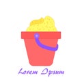 Icon is a bucket of sand. Cute illustration flat style