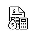 Black line icon for Budget, money and financial
