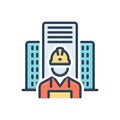 Color illustration icon for Builders, architect and designer
