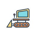 Color illustration icon for Bulldozer, build and crawler Royalty Free Stock Photo