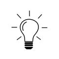 Icon burning light bulb black on a white background. Royalty Free Stock Photo