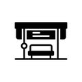 Black solid icon for Bus Stop, departure and arrival Royalty Free Stock Photo