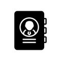 Black solid icon for Business Contacts, contact and new