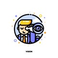 Icon of businessman looking through telescope for vision concept Royalty Free Stock Photo
