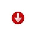 Icon button white arrow down in a red circle Royalty Free Stock Photo