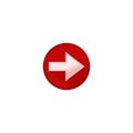 Icon button white arrow to the right in a red circle Royalty Free Stock Photo