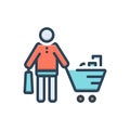 Color illustration icon for Buyer, purchaser and grocery Royalty Free Stock Photo