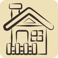 Icon Cabin. related to Accommodations symbol. hand drawn style. simple design editable. simple illustration