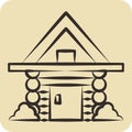 Icon Cabin. related to Russia symbol. hand drawn style. simple design editable. simple illustration