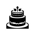 Black solid icon for Cake, birthday and pastry Royalty Free Stock Photo