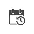 Icon of Calendar with Clock and Arrow in Opposite Direction. Schedule, Agenda, Timepiece, Countdown, Reminder Royalty Free Stock Photo