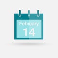 Icon calendar day - 14 february. Days of the year. Vector illustration flat style Royalty Free Stock Photo