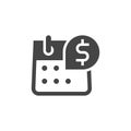 Icon of Calendar with Dollar Sign. Day of Salary, Payment, Accrual of Cash Dividends Concept. Time Management Sign