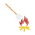 Icon Of Camping Fire With Roasting Marshmallow