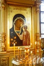 Icon candle in russian orthodox church