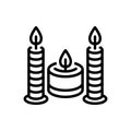 Black line icon for Candles, candlestick and sceed Royalty Free Stock Photo