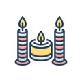 Color illustration icon for Candles, candlestick and decoration