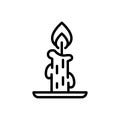 Black line icon for Candles, light and burn Royalty Free Stock Photo