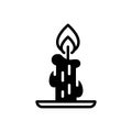 Black solid icon for Candles, light and burn Royalty Free Stock Photo