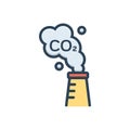 Color illustration icon for Carbon, emission and factory Royalty Free Stock Photo