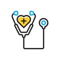 Multi color icon for Care, stethoscope and wellness Royalty Free Stock Photo