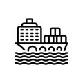 Black line icon for Cargo Ship, container and transport Royalty Free Stock Photo