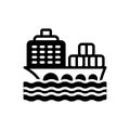 Black solid icon for Cargo Ship, container and transport Royalty Free Stock Photo