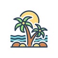 Color illustration icon for Caribbean, palm and tree