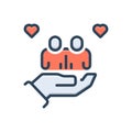 Color illustration icon for Caring, friendly and sympathetic
