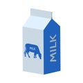 Icon carton package of milk with a cow. Bulk box for dairy products