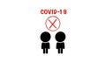 Icon cartoon flat of non-social distancing will increase risk of infection COVID-19.