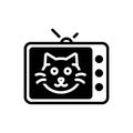 Black solid icon for Cartoons, tv and broadcasting