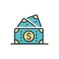 Color illustration icon for Cash, currency and wealth Royalty Free Stock Photo