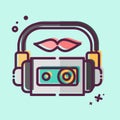 Icon Cassette. related to Hipster symbol. MBE style. simple design editable. simple illustration