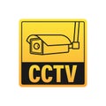 Icon with cctv on white background. Silhouette symbol. Camera icon. Caution warning sign sticker. Closed Circuit Television, CCTV