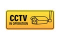 Icon with cctv on white background. Silhouette symbol. Camera icon. Caution warning sign sticker. Closed Circuit Television, CCTV