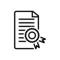 Black line icon for Certificate, affidavit and authentication