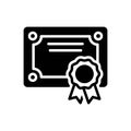Black solid icon for Certificate, scholarship and qualification Royalty Free Stock Photo