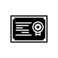 Black solid icon for Certification, achievement and scholarship Royalty Free Stock Photo