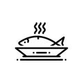 Black line icon for Ceviche, fish and food