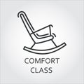 Icon of chair rocking in outline style. Comfort class concept