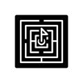 Black solid icon for Challenged, maze and complex