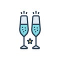 Color illustration icon for Champagne Glasses, toast and drunk