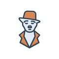 Color illustration icon for Charlie, chaplin and moustache