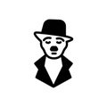 Black solid icon for Charlie, chaplin and moustache